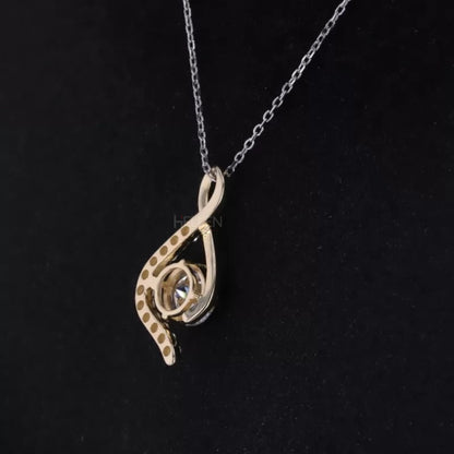 Twisted Round Cut Solitaire Moissanite Moms Necklace