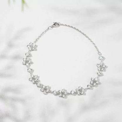 Round Cut Moissanite Floral Concept Loose Bracelet For Everyday