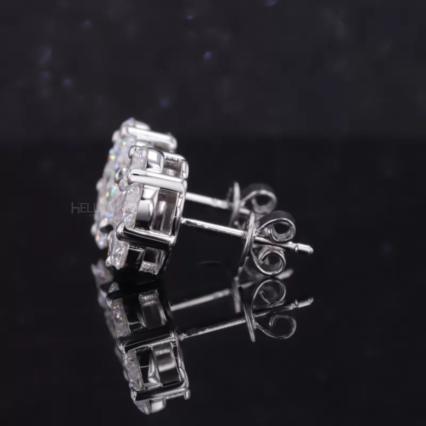 Floral Cluster 925 Silver Brilliant Cut  Moissanite Studs