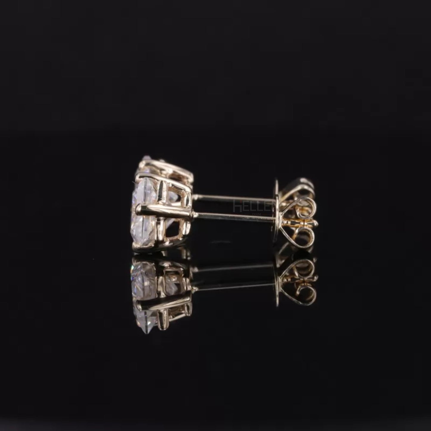 Princess Cut Solitaire Unique setting Moissanite Studs