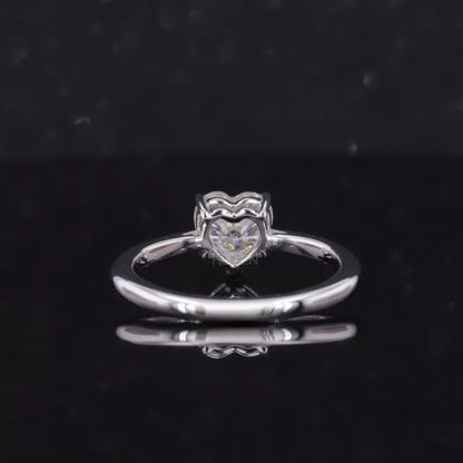 Heart Cut Solitaire Moissanite Claws Prong Sterling 925 Engagement Ring