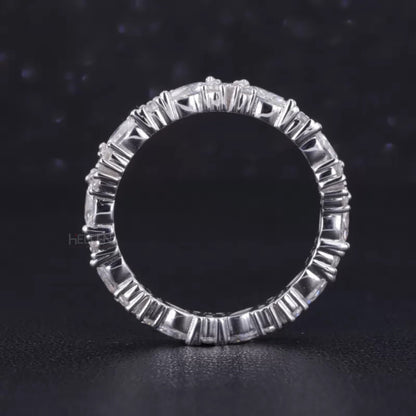 Marquise & Round Moissanite Eternity Wedding Band – 925 Silver
