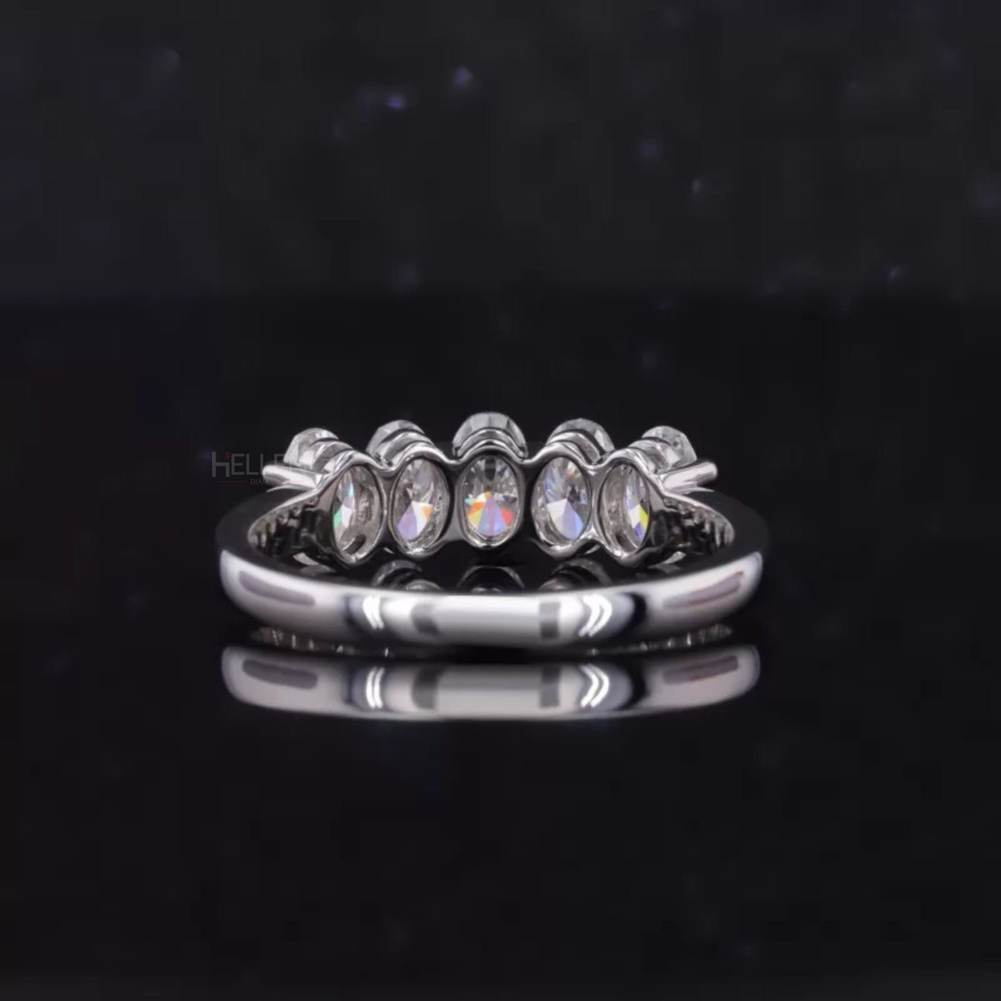 Brilliant Oval Cut Five Stone Moissanite Anniversary Ring