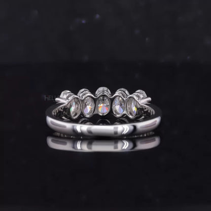 Brilliant Oval Cut Five Stone Moissanite Anniversary Ring