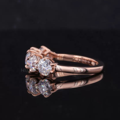Five stone Round Cut Moissanite Wedding Band