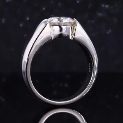 Round Cut Solitaire Moissanite Mens Engagement Ring
