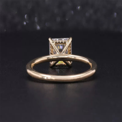 Radiant Cut Moissanite Solitaire Ring with Pave Diamond Shank