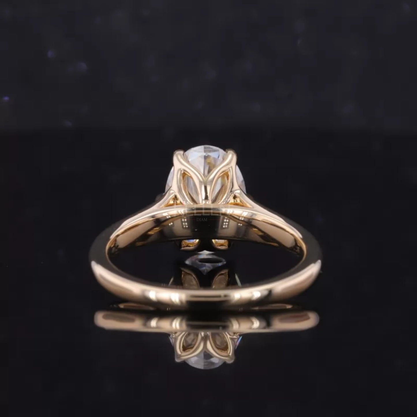Oval Solitaire Moissanite Engagement Ring with Eagle Claw Prongs