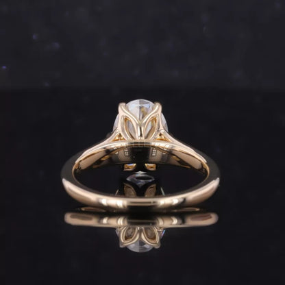 Oval Solitaire Moissanite Engagement Ring with Eagle Claw Prongs