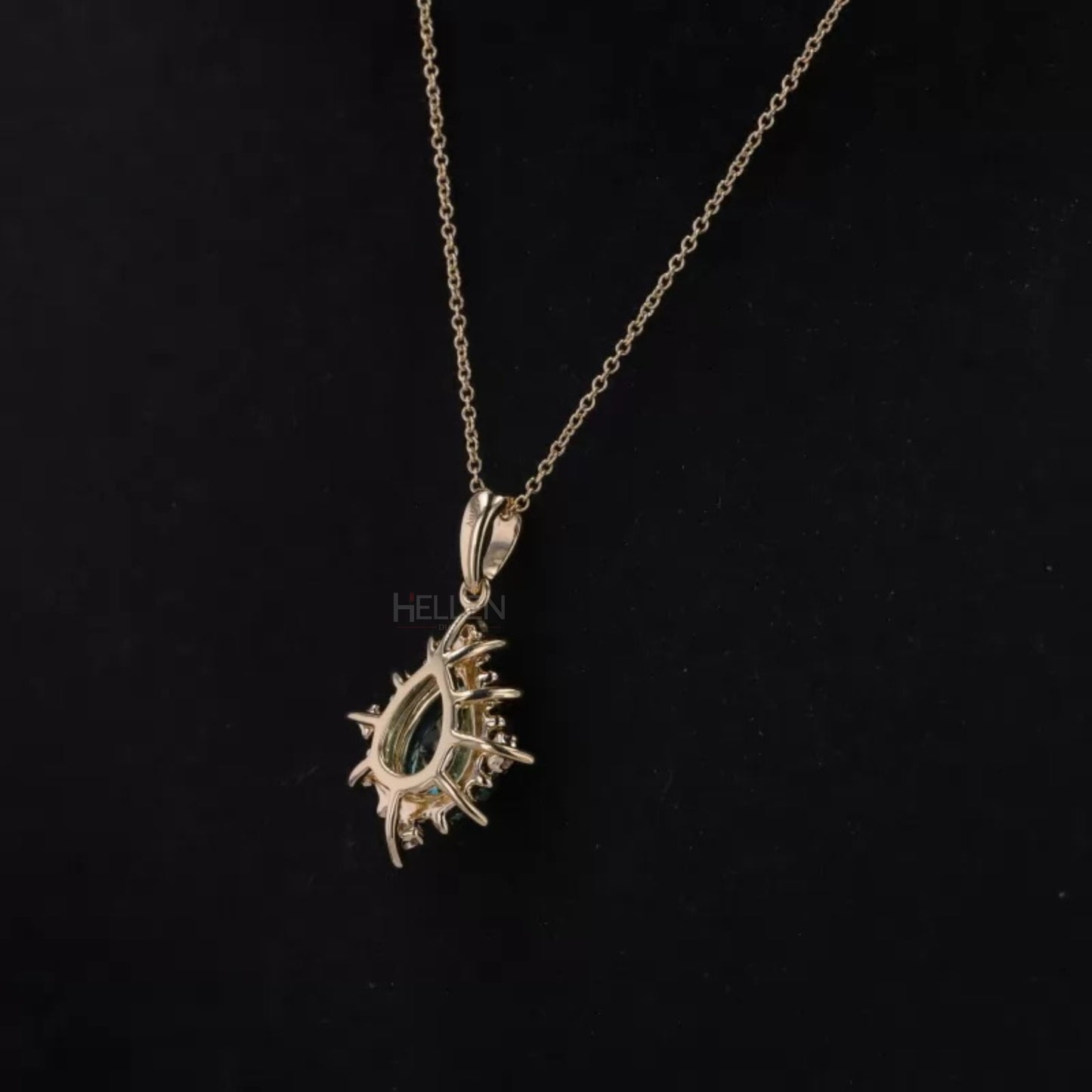 Sparkling Pear Cut Green Moissanite Necklace for Bridesmaid Gift