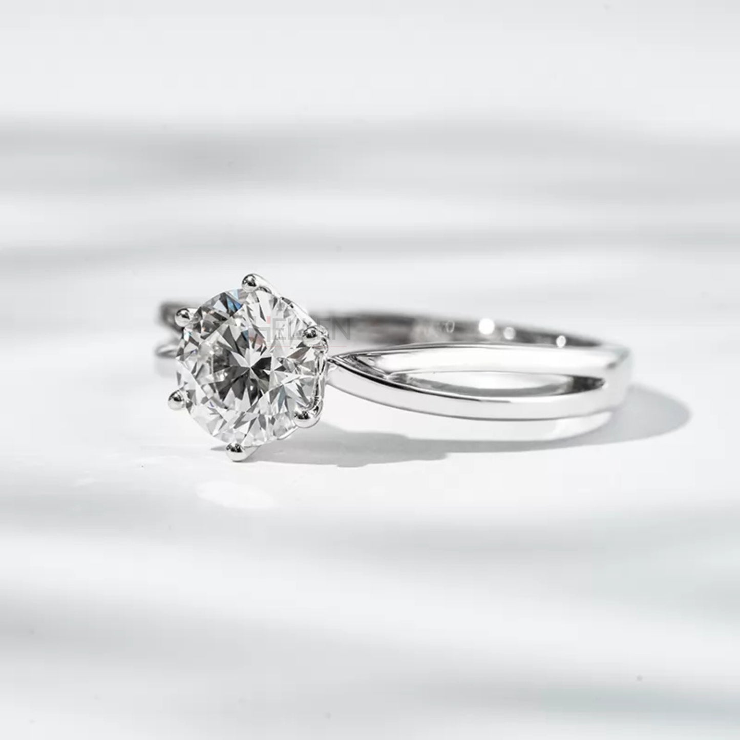 Solitaire Round Split Shank Iconic 6 Prong Engagement Ring
