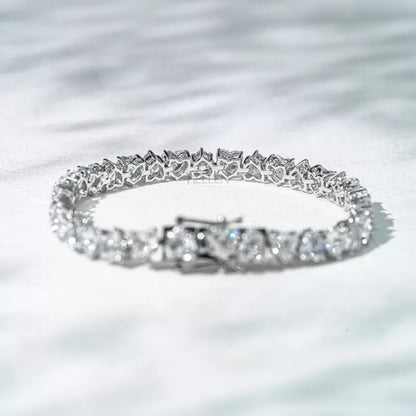 Elegant Heart Cut Moissanite Tennis Bracelet - Sterling Silver