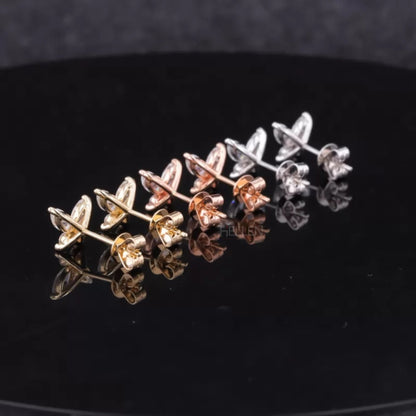 Butterfly Marquis & Round Cut Moissanite Studs For Her 925 Silver