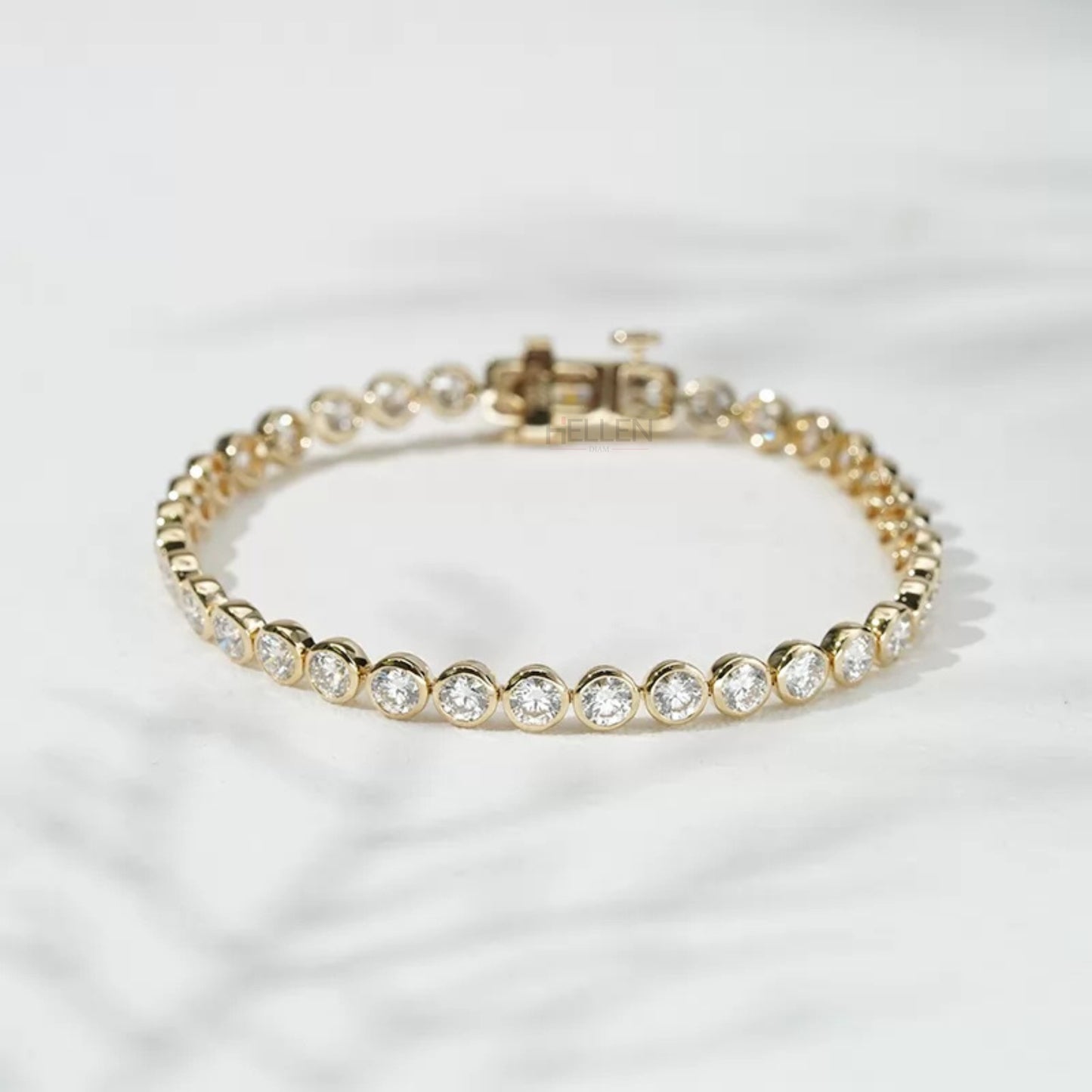 Round Cut Moissanite Bezel setting Must Have Tennis Bracelet