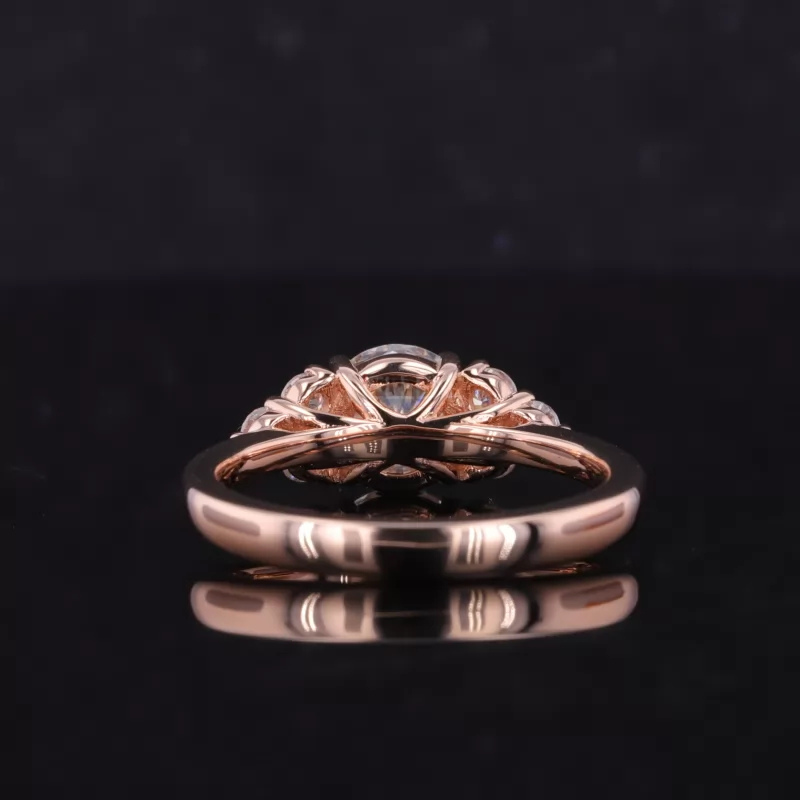 Round Moissanite Solitaire vintage Cluster Ring