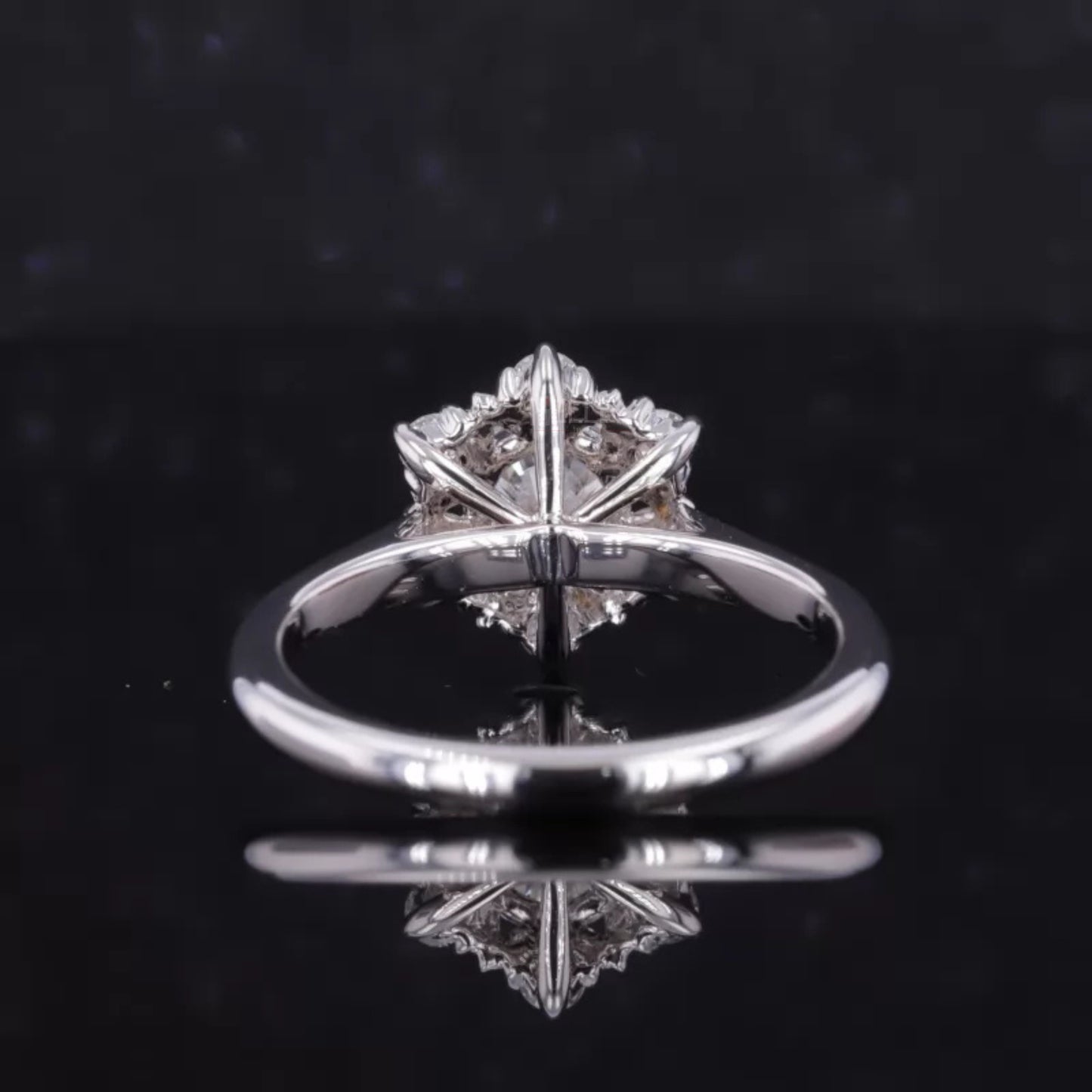 Moissanite Engagement Ring with Floral Cluster Vintage Setting