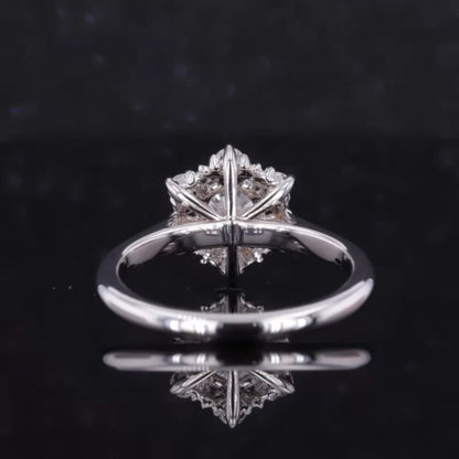 Moissanite Engagement Ring with Floral Cluster Vintage Setting