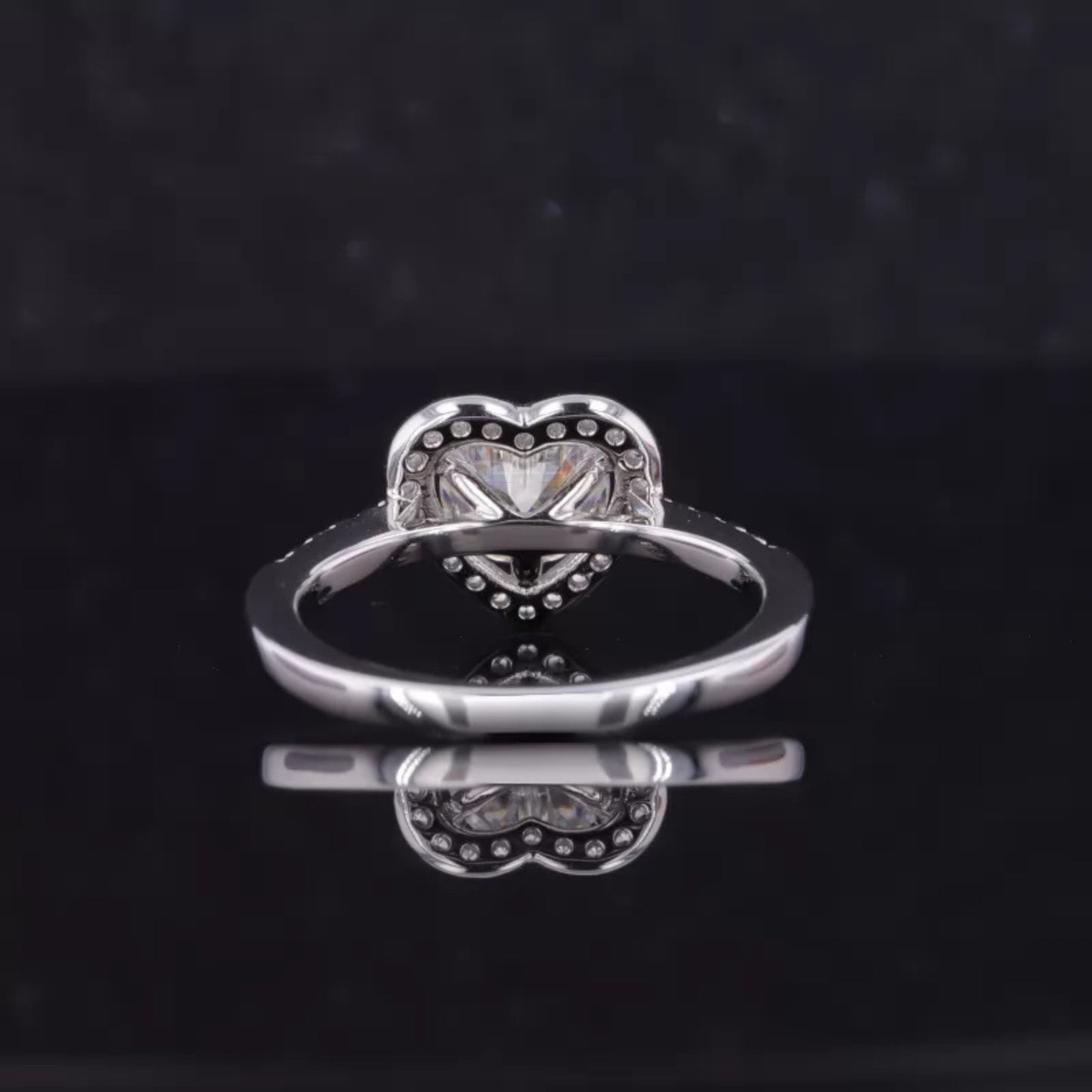 Heart Illusion Halo Round Cut Moissanite Solitaire Proposal Ring