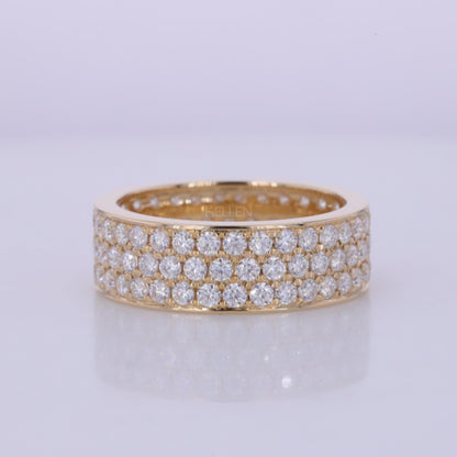 Round Cut 3 Lines Full Eternity Wedding Band