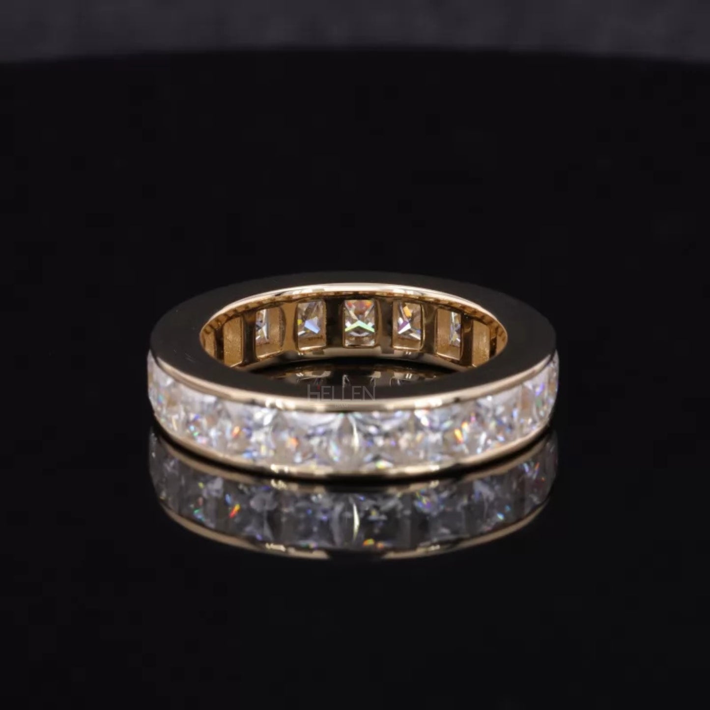 Princess Cut Moissanite Channel Setting Full Eternity Wedding Band