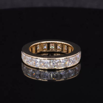 Princess Cut Moissanite Channel Setting Full Eternity Wedding Band