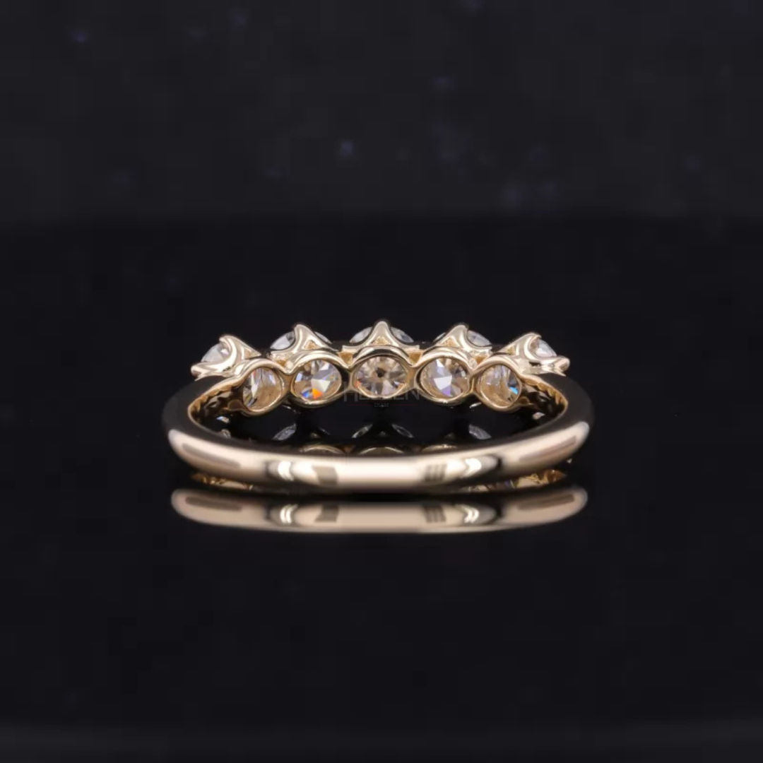 Five stone Round Brilliant Cut Moissanite Anniversary Band
