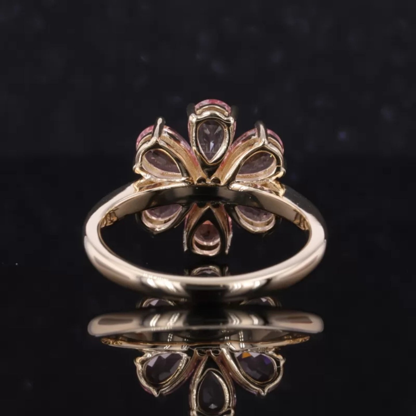 Pink Sapphire Pear cut Gemstone Blossom Fall Season Ring