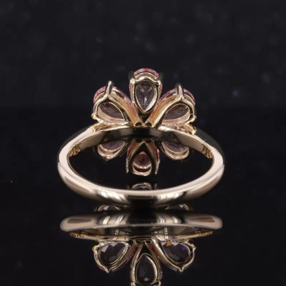 Pink Sapphire Pear cut Gemstone Blossom Fall Season Ring