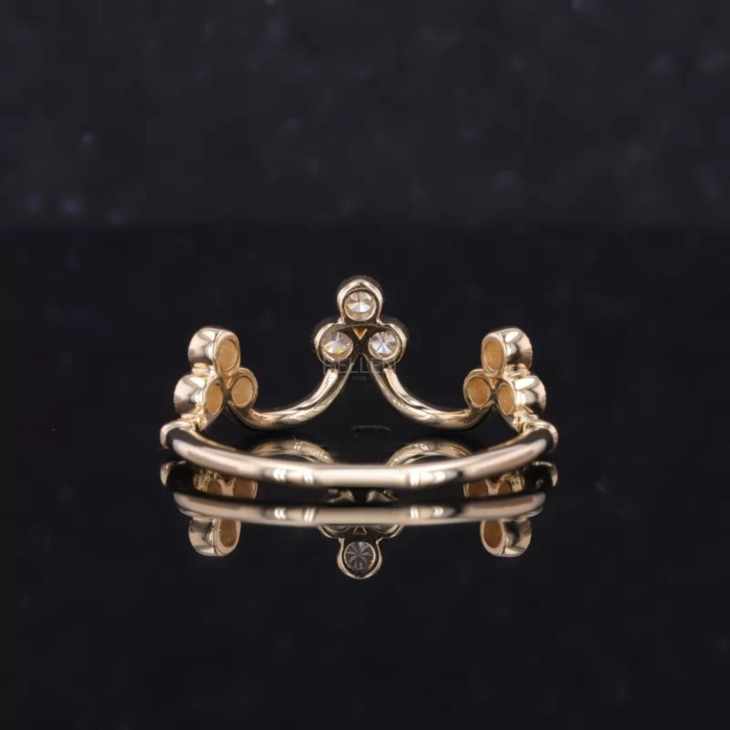Vintage Crown Inspired Miligrain Wedding Band with Round Diamond