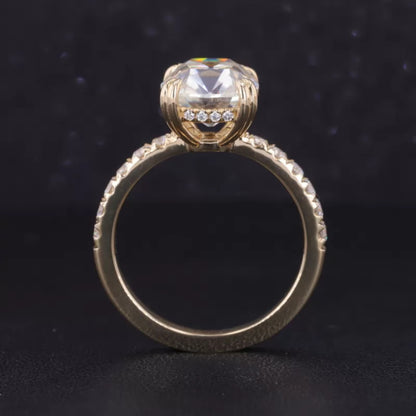 Elongated Cushion Cut Moissanite Solitaire Engagement Ring