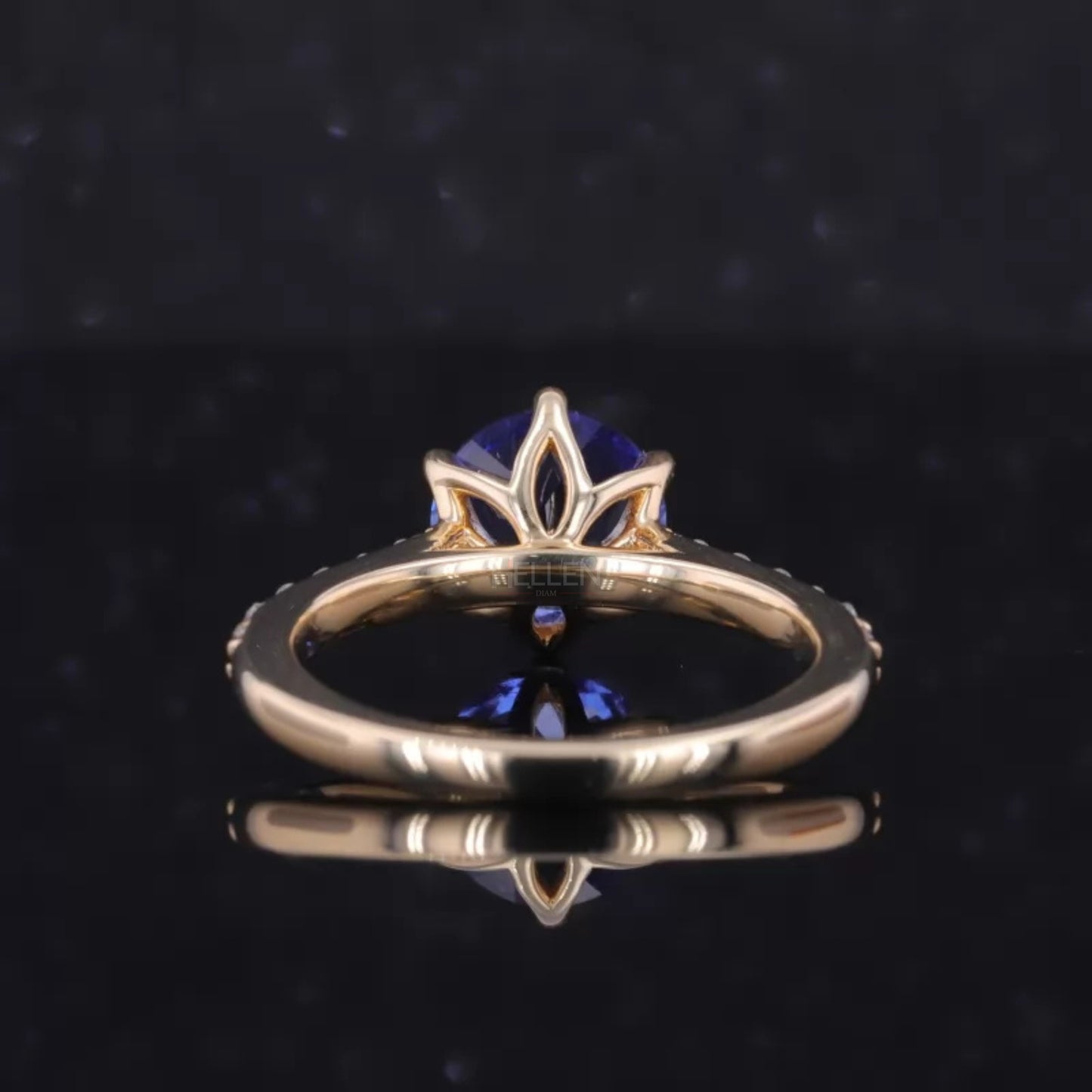Solitaire Gemstone Ring with Pave and Claw Prong Setting