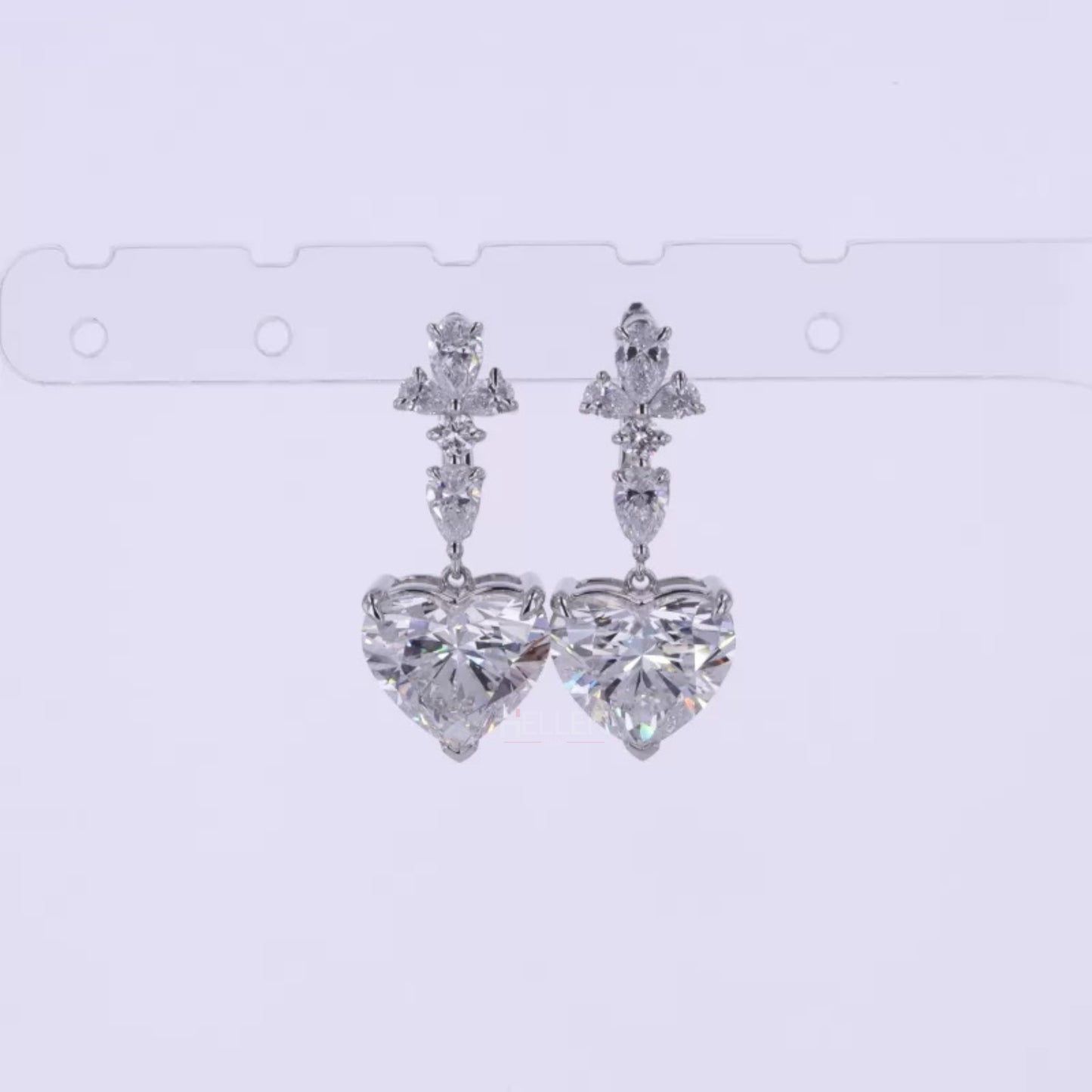 Heart Cut Moissanite Drop Earrings - Elegant Sterling Silver Dangle Earrings