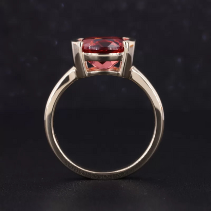 East to West Oval Cut Garnet Gemstone Solitaire Engagement Ring