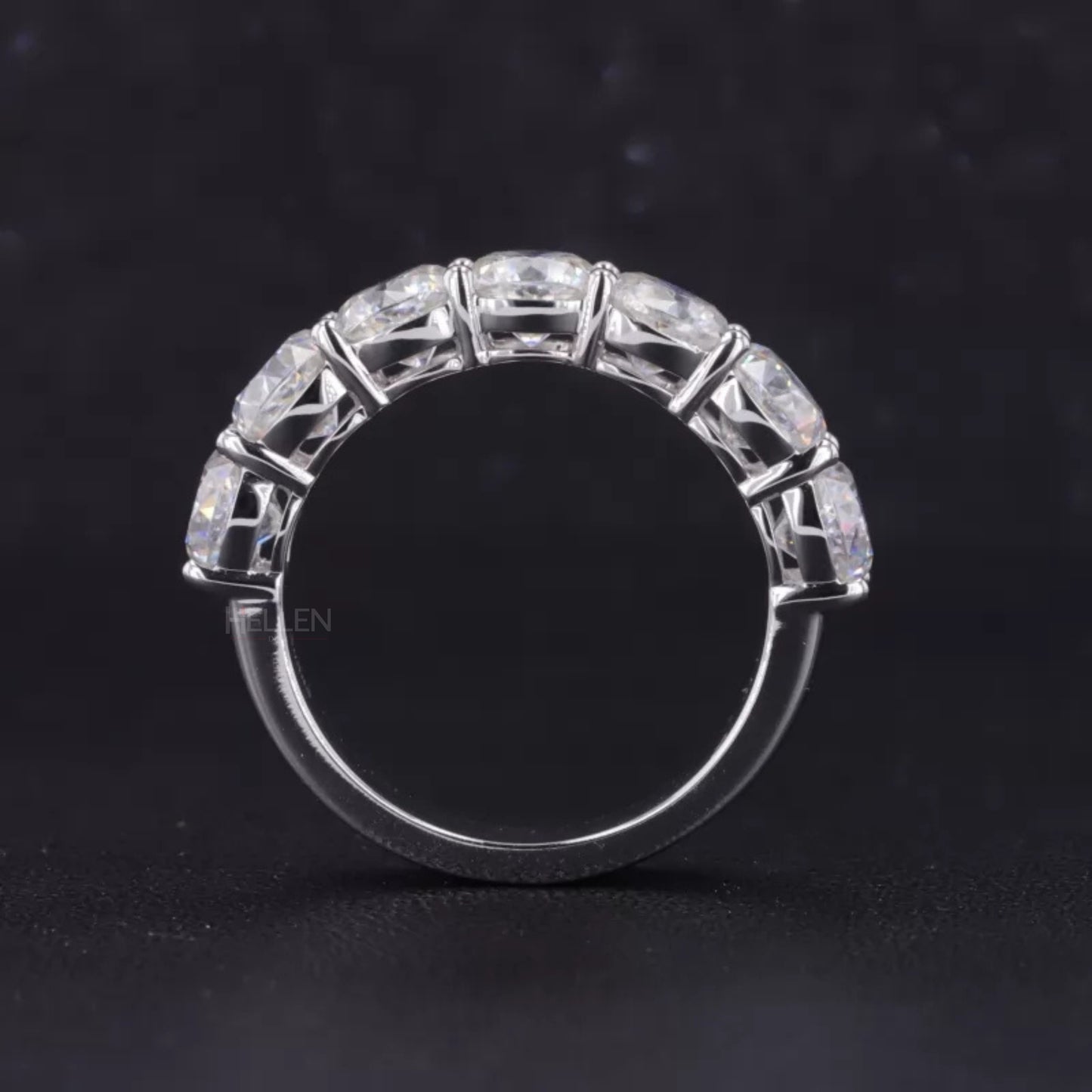 Round Cut Seven Stone Moissanite Wedding Band