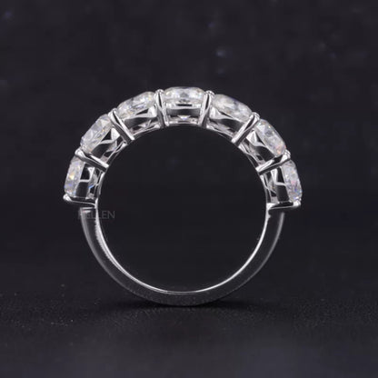 Round Cut Seven Stone Moissanite Wedding Band
