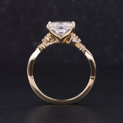 Solitaire Princess Antique Shank Engagement Ring