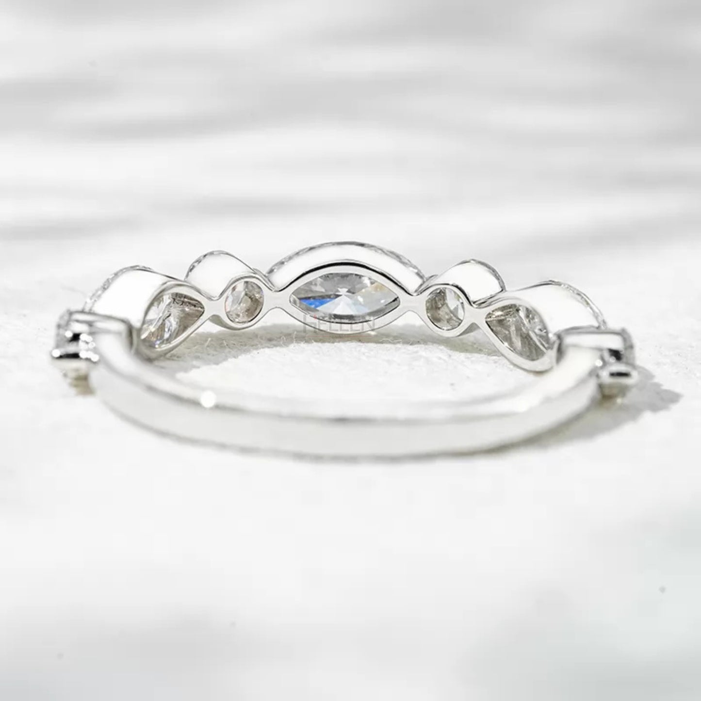 Marquise and Round Cut Moissanite Eternity Band