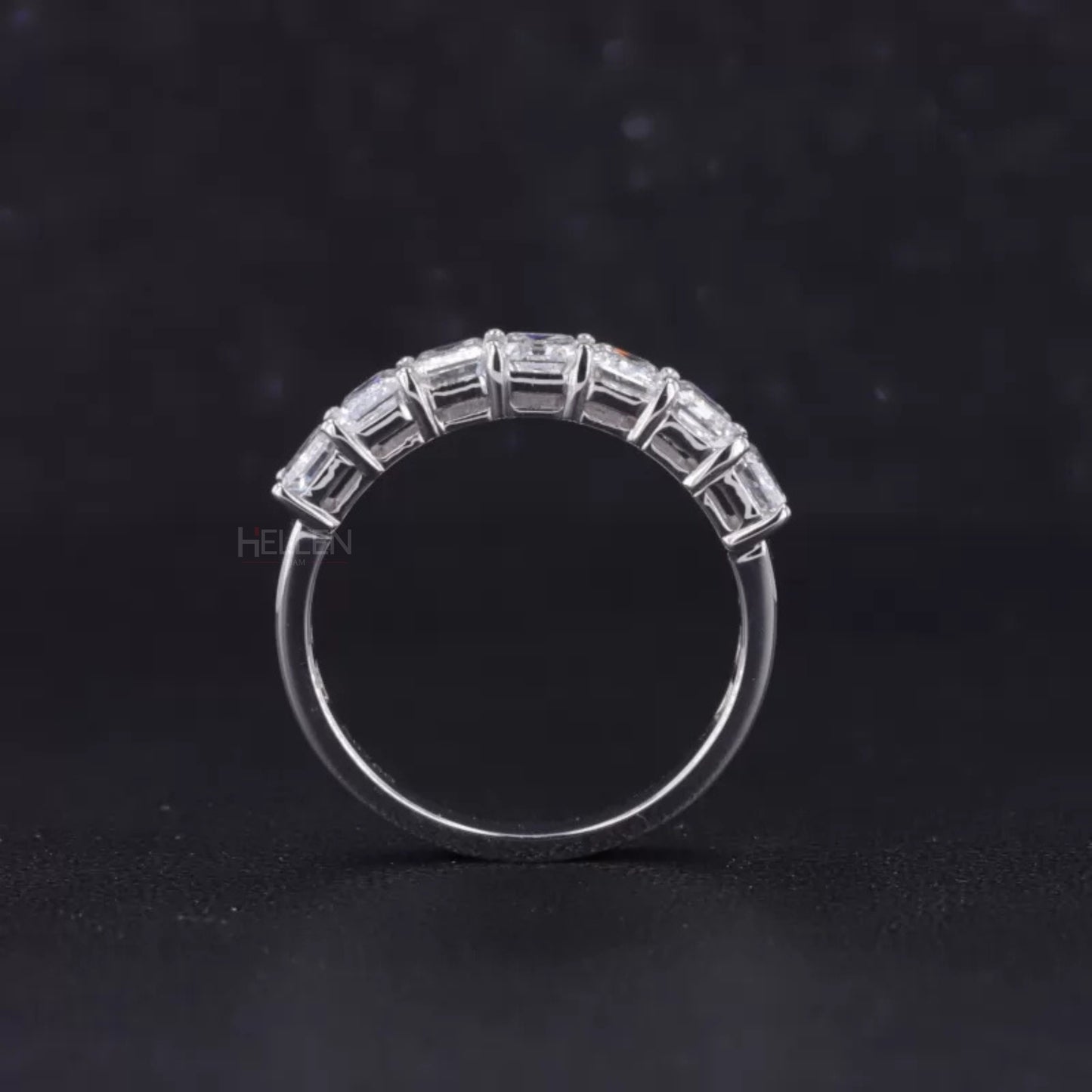 Emerald Cut  Moissanite Sterling 925 Anniversary Band