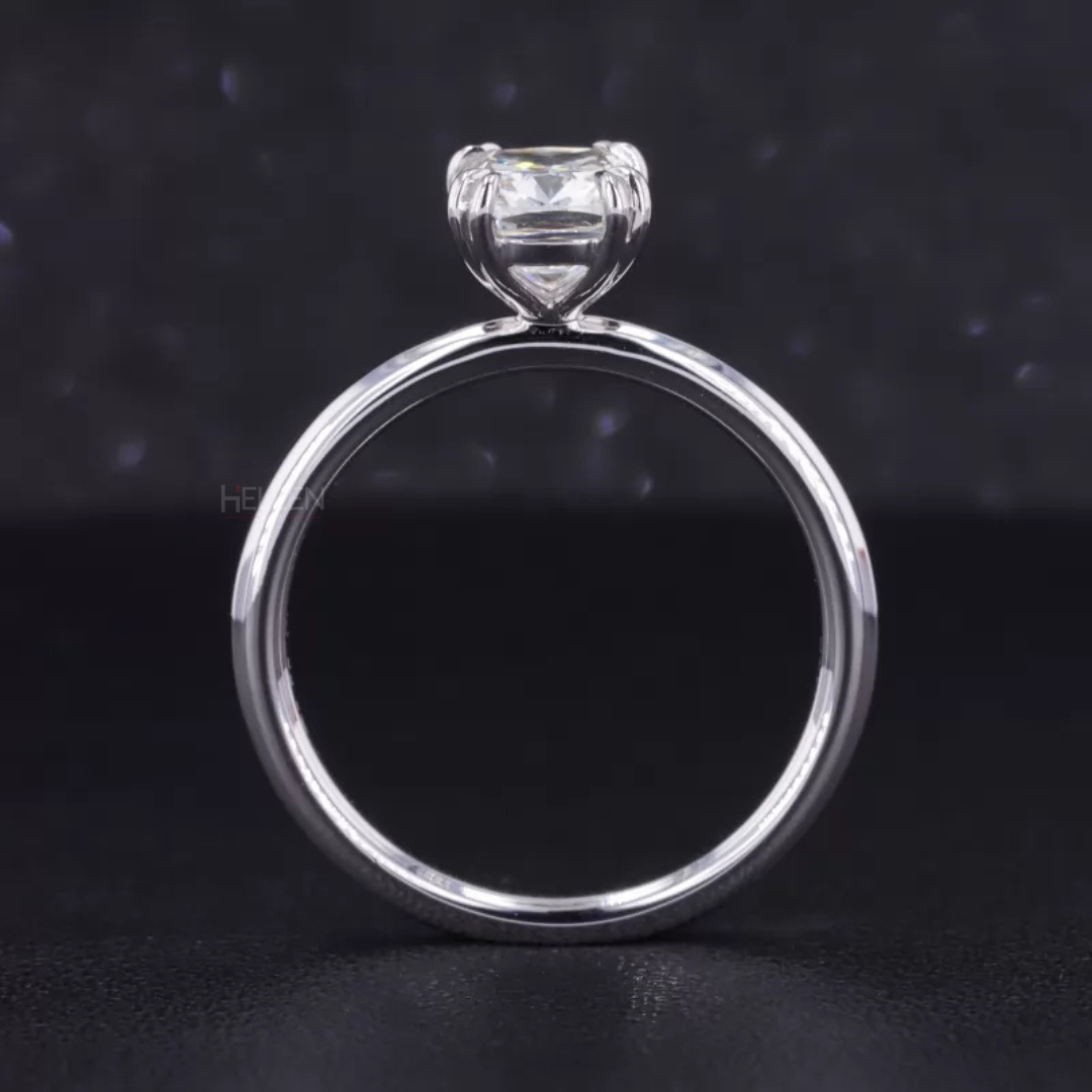 Cushion Solitaire Ring with Stackable Half Eternity Band