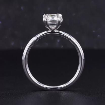 Cushion Solitaire Ring with Stackable Half Eternity Band