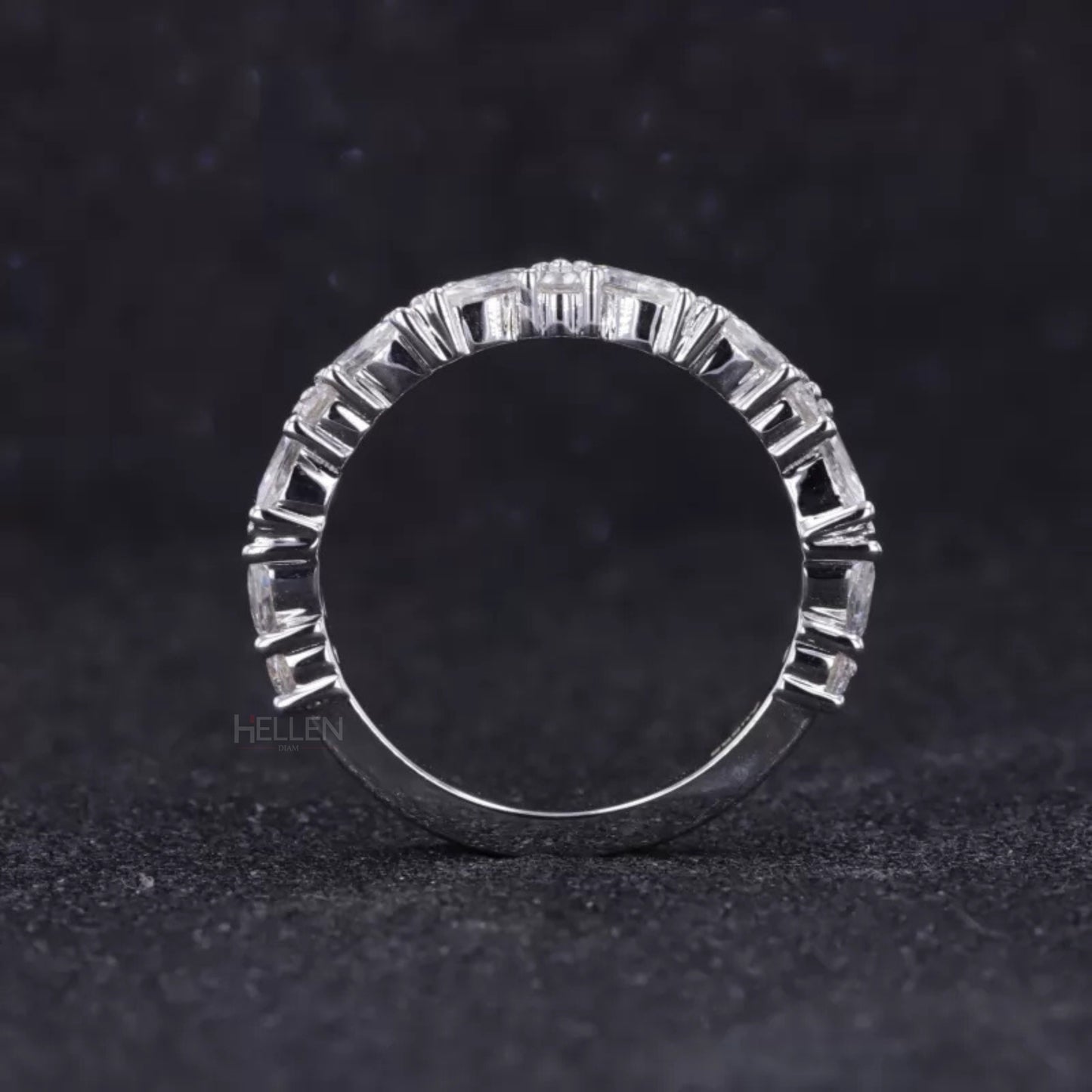 Marquise and Round Cut Moissanite Wedding Ring