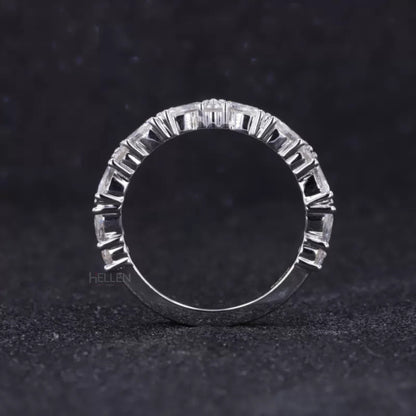 Marquise and Round Cut Moissanite Wedding Ring