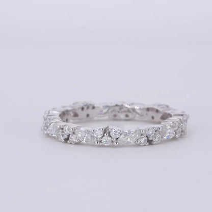 Marquise & Round Moissanite Eternity Wedding Band – 925 Silver