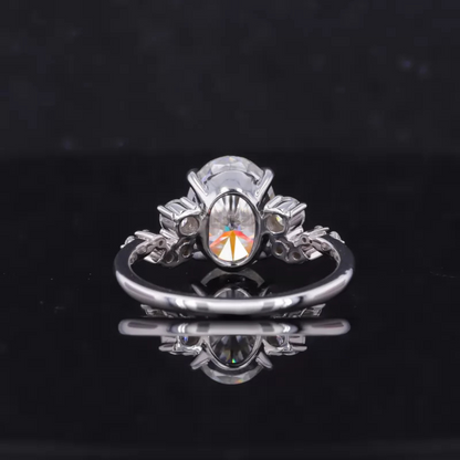 Oval Moissanite Solitaire vintage Dainty Cluster Ring