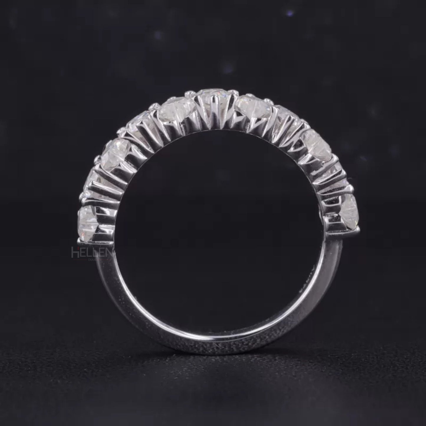 Heart Cut Moissanite Half Studded Anniversary Ring