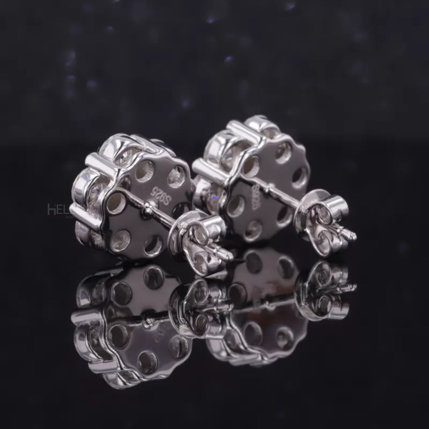 Floral Cluster 925 Silver Brilliant Cut  Moissanite Studs