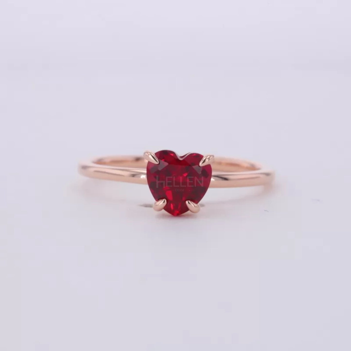 Red Heart Cut Garnet Solitaire Engagement Ring – Romantic Style