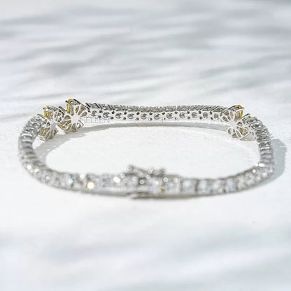 Round Moissanite & Yellow Sapphire Pear Floral Loose Bracelet