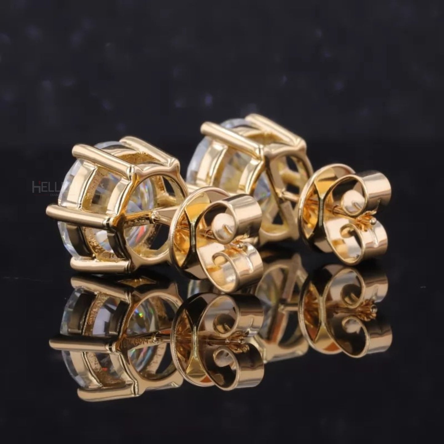 Brilliant Round Cut Solitaire Moissanite 6 Prongs Studs