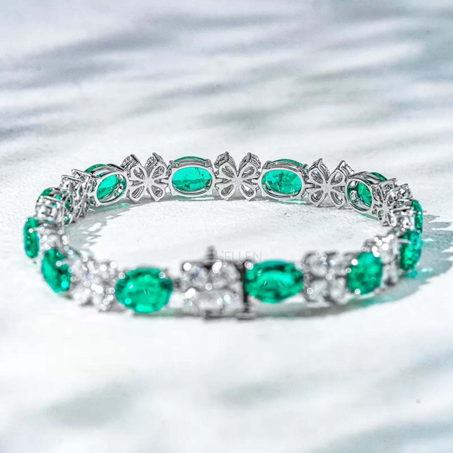 Green & Blue Oval Gemstone with Pear Moissanite Loose Bracelet
